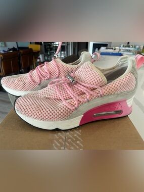 Ash Women's Pink and White Mesh Platform Sneakers